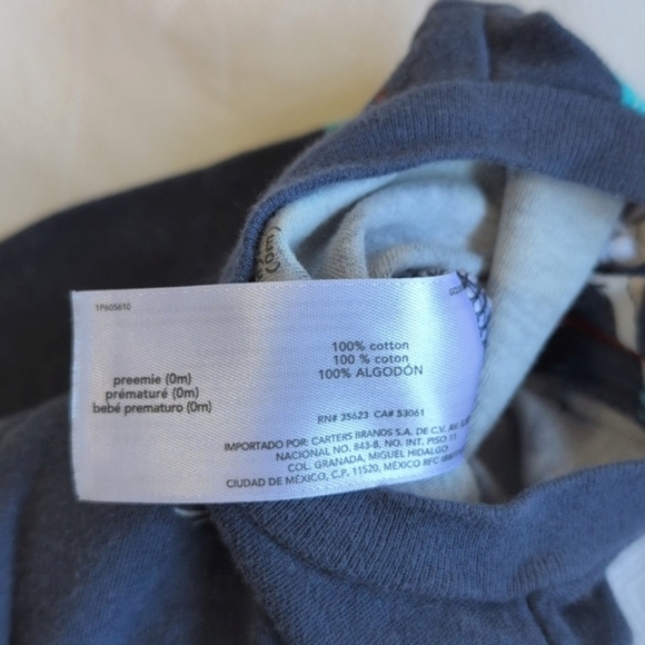 carter's preemie cotton dino 2-way zipper footie sleeper pajamas with mitts - Picture 5 of 6